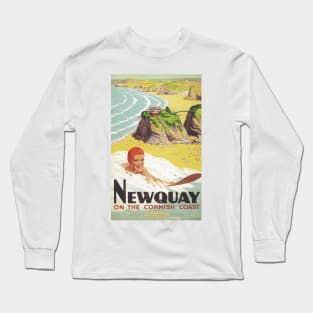 Newquay, Cornwall - Vintage Railway Travel Poster - 1948 Long Sleeve T-Shirt